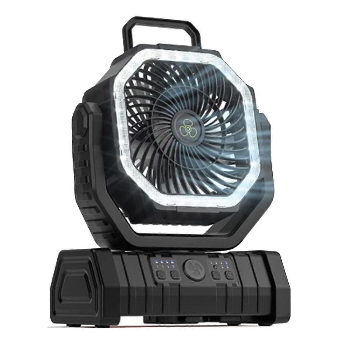 10000mAh Battery Fan Rechargeable with Hook&Bright LED Light A