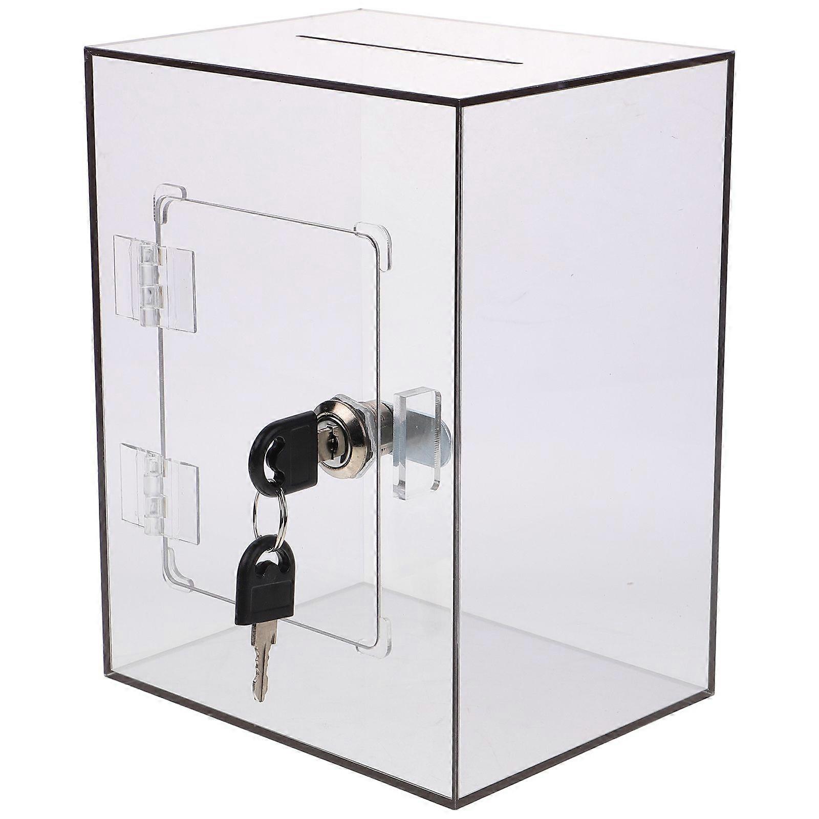 Acrylic Donation Box with Lock Ballot Box Clear Suggestion Box Ticket Box