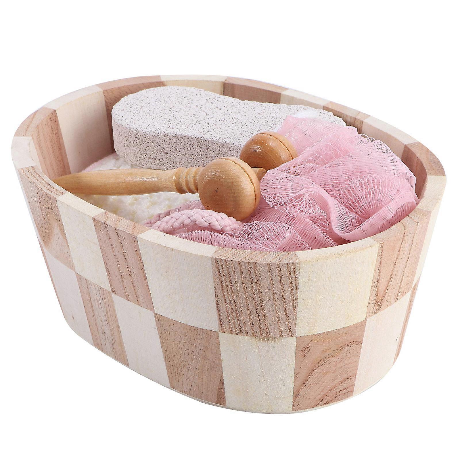 Bath Scrubbing Supplies Handheld Bath Scrubber 5Pcs Set for Bathing Supplies Pe and Wood Material for Dead Skin Removal