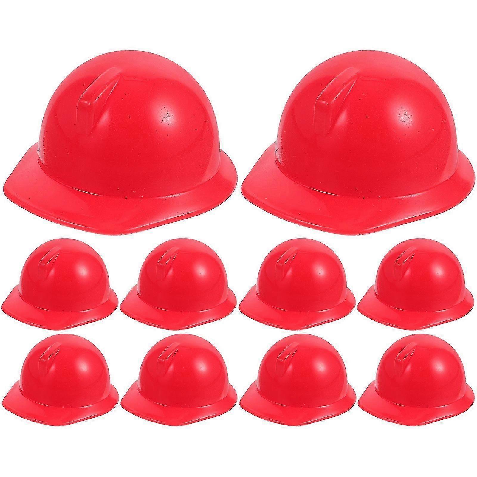 10pcs Mini Construction Helmet Realistic Small Helmet Model Doll Helmet Decor Hat Decor