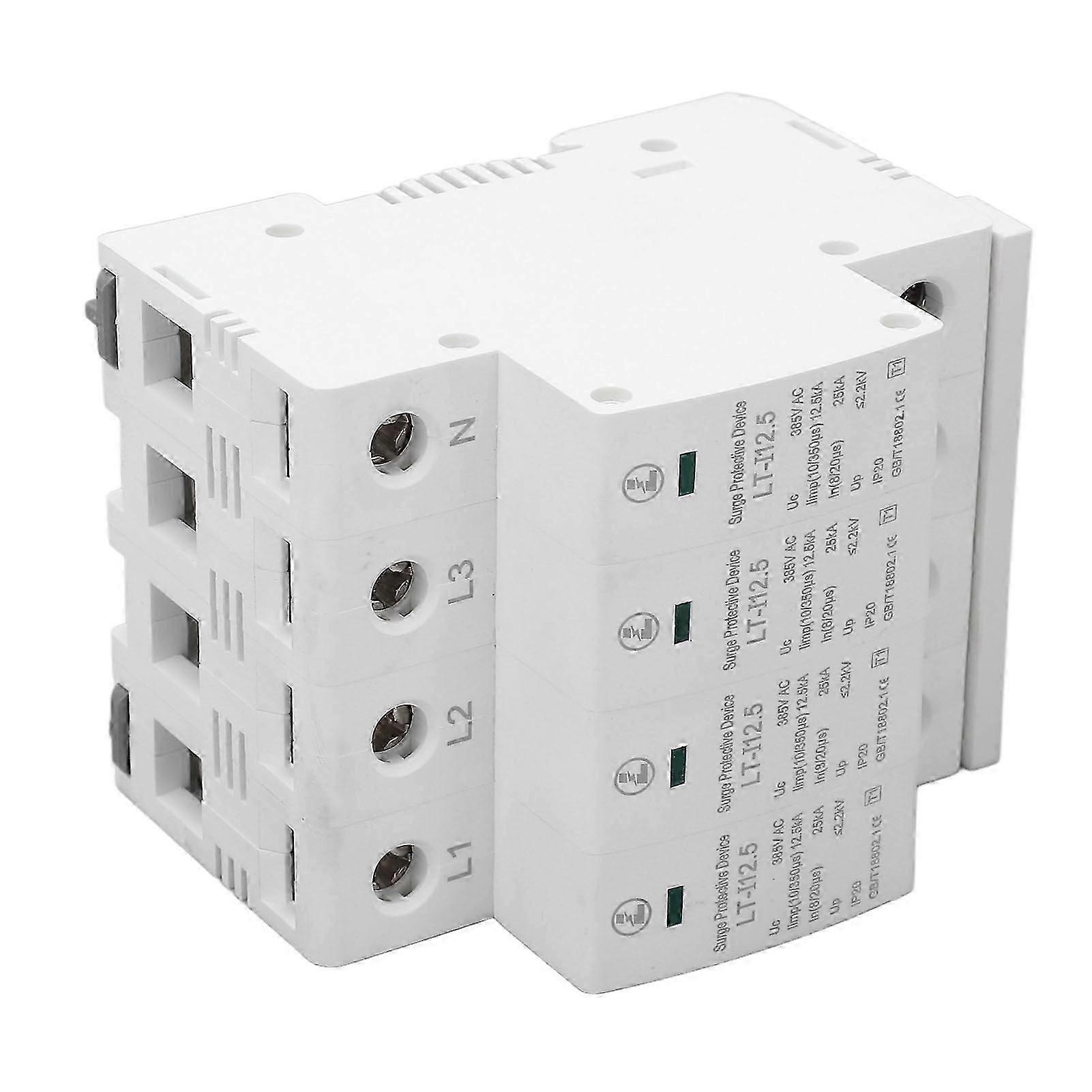385V AC Surge Protective Device 4P 35mm Rail Mount Arrester Overvoltage Protector for Home Use