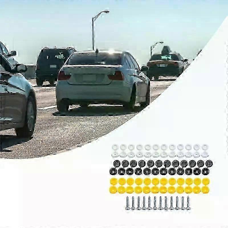 48Pcs Car License Plate Screws&Caps Fastening Featuring Hinged Desi...