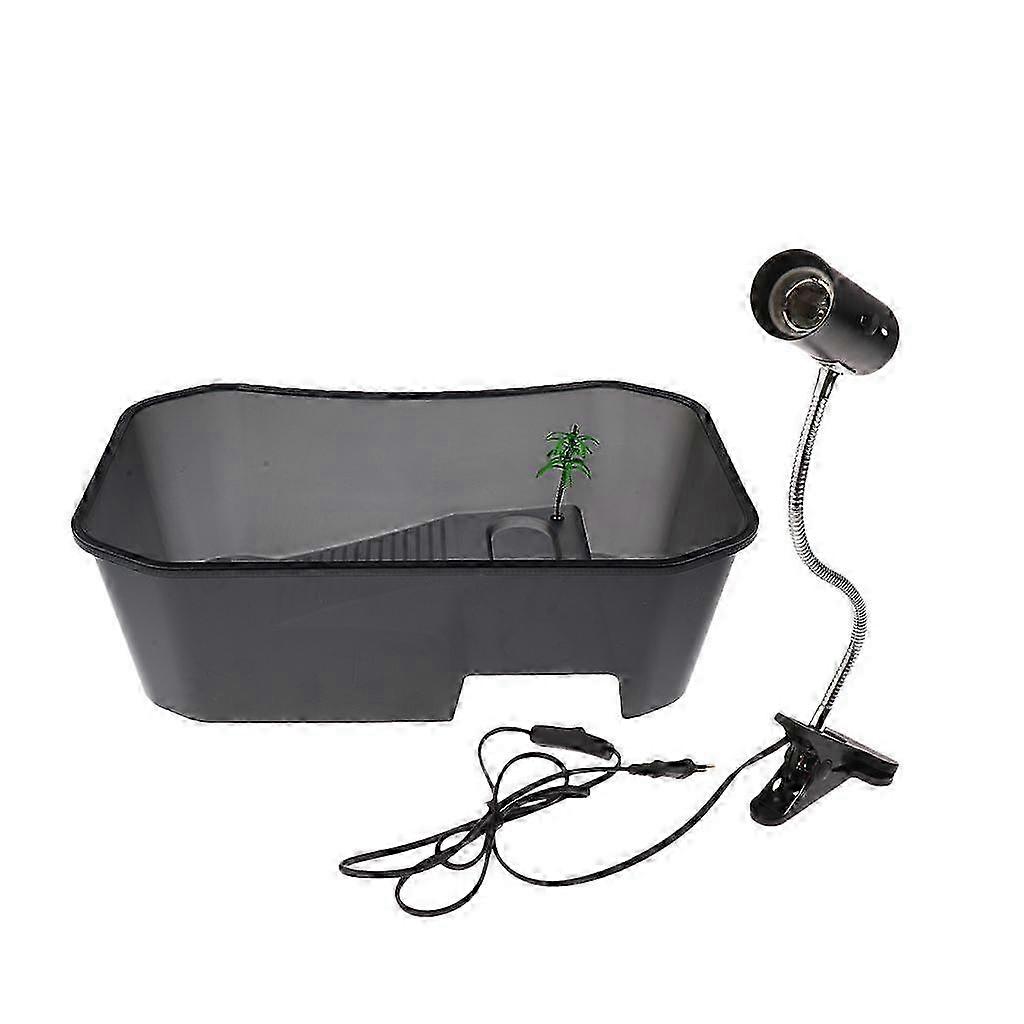 Reptile Tortoise Turtle Tank Vivarium Feeding Box with Lamp Holder EU Plug