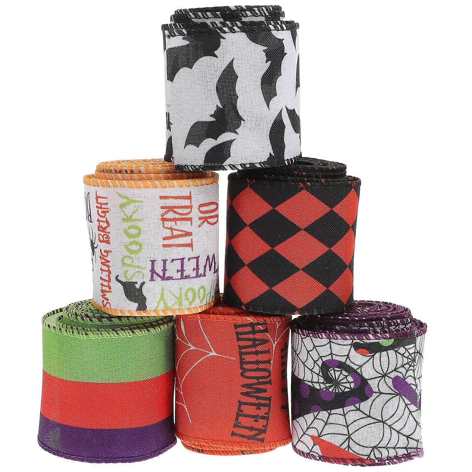 Halloweenska stuha na darčekové balenie stuhy na zabalenie 6 kotúčov rôznych farieb