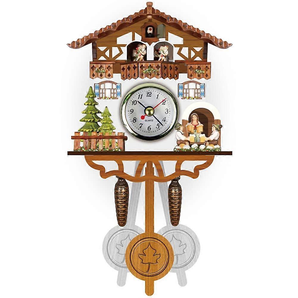 Modern Cuckoo Clock Wooden House Scene Retro Bird Cuckoo Clock Battery Operated Quartz Movement Wall Clock Home Decor