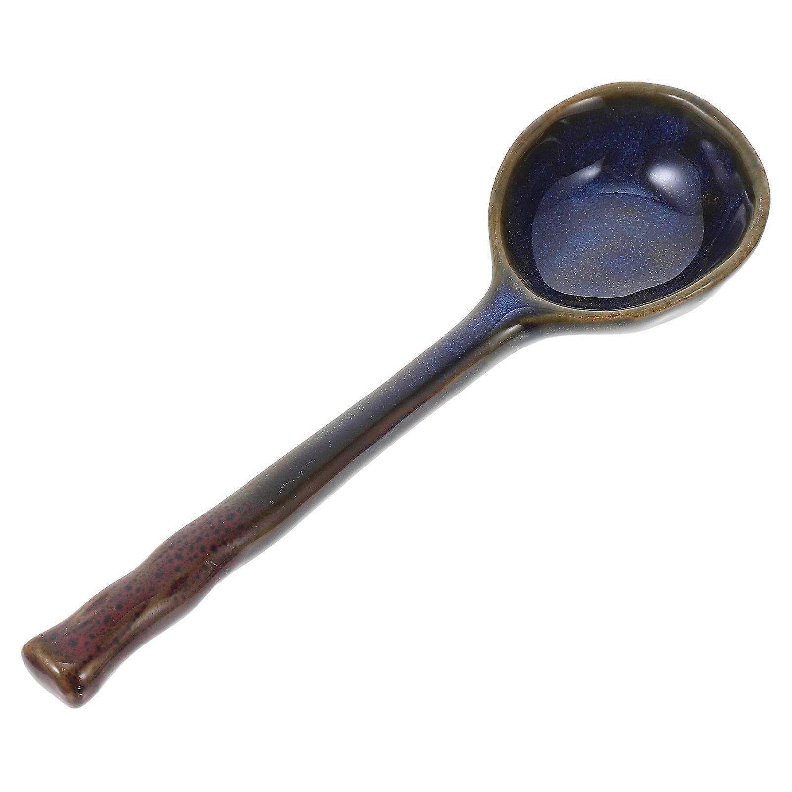 Ceramic Spoon Japanese Style Spoon for Household Use Blue