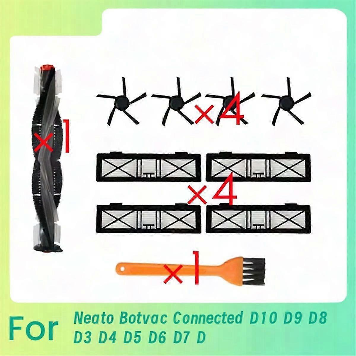 10 Pcs Main Side Brushes for Neato Botvac D3 D4 D5 D6 D7 D8 D9 D10 D75 D80 D85 D Series Replacement Parts