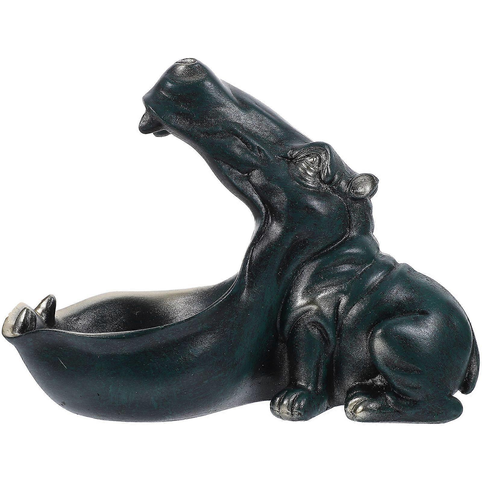 Hippo Statue Hippo Figurine Home Sculpture Table Sundries Key Candy Container