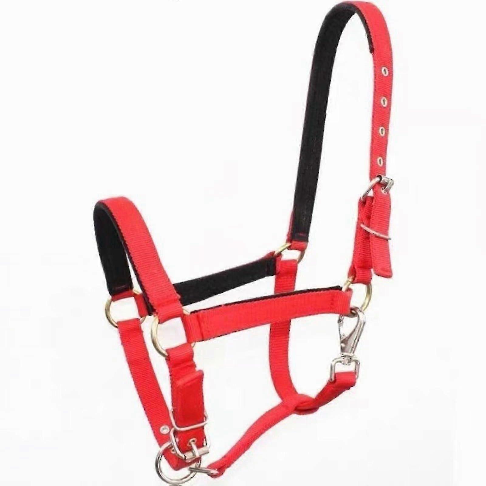 Durable Donkey Training Halter with Adjustable Rope - Red WearResistant Design