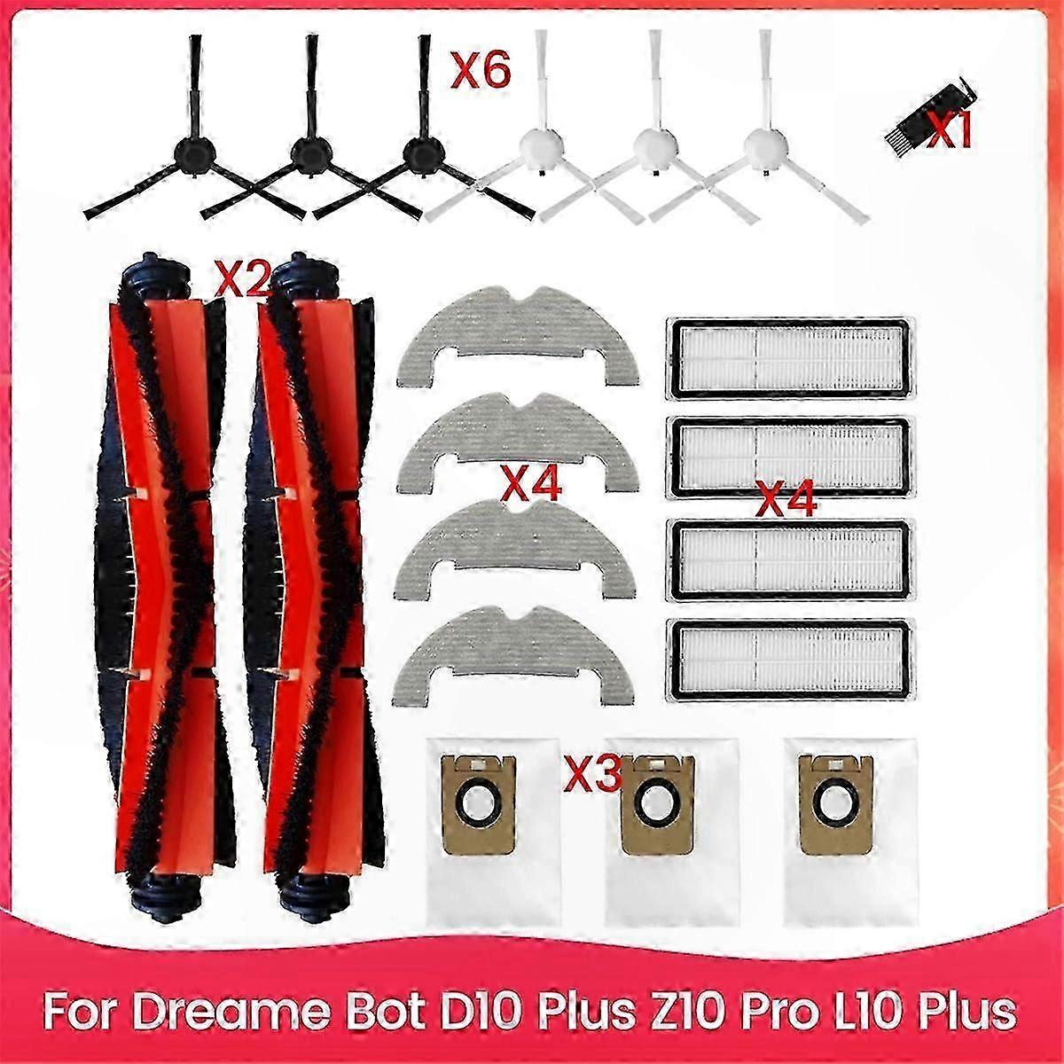 Replacement Main Side Brush and HEPA Filter for Robotic Vacuums Compatible with Dreame Models