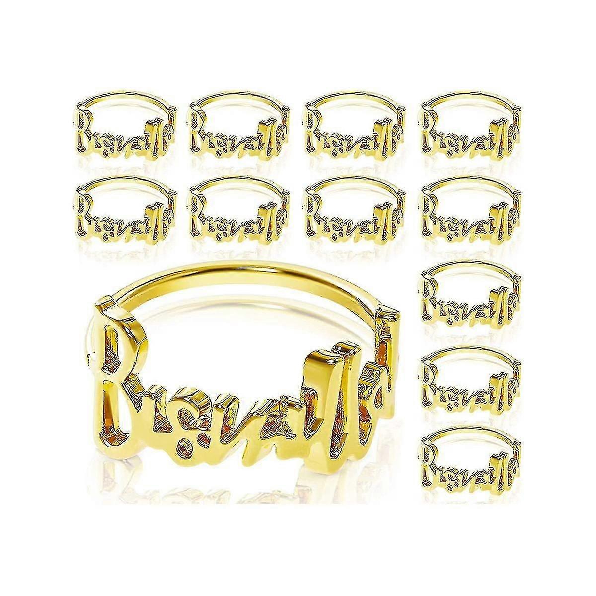 12pcs Bismillah Portatovaglioli in Metallo Set per Ramadan, Portatovaglioli Lettera