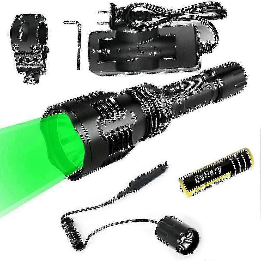 Flashlight Green Light Super Powerful 2000 Lumens Tactical Torch Remote Rechargeable Waterproof Hunting Torch For Camping Mountaineering Hiking