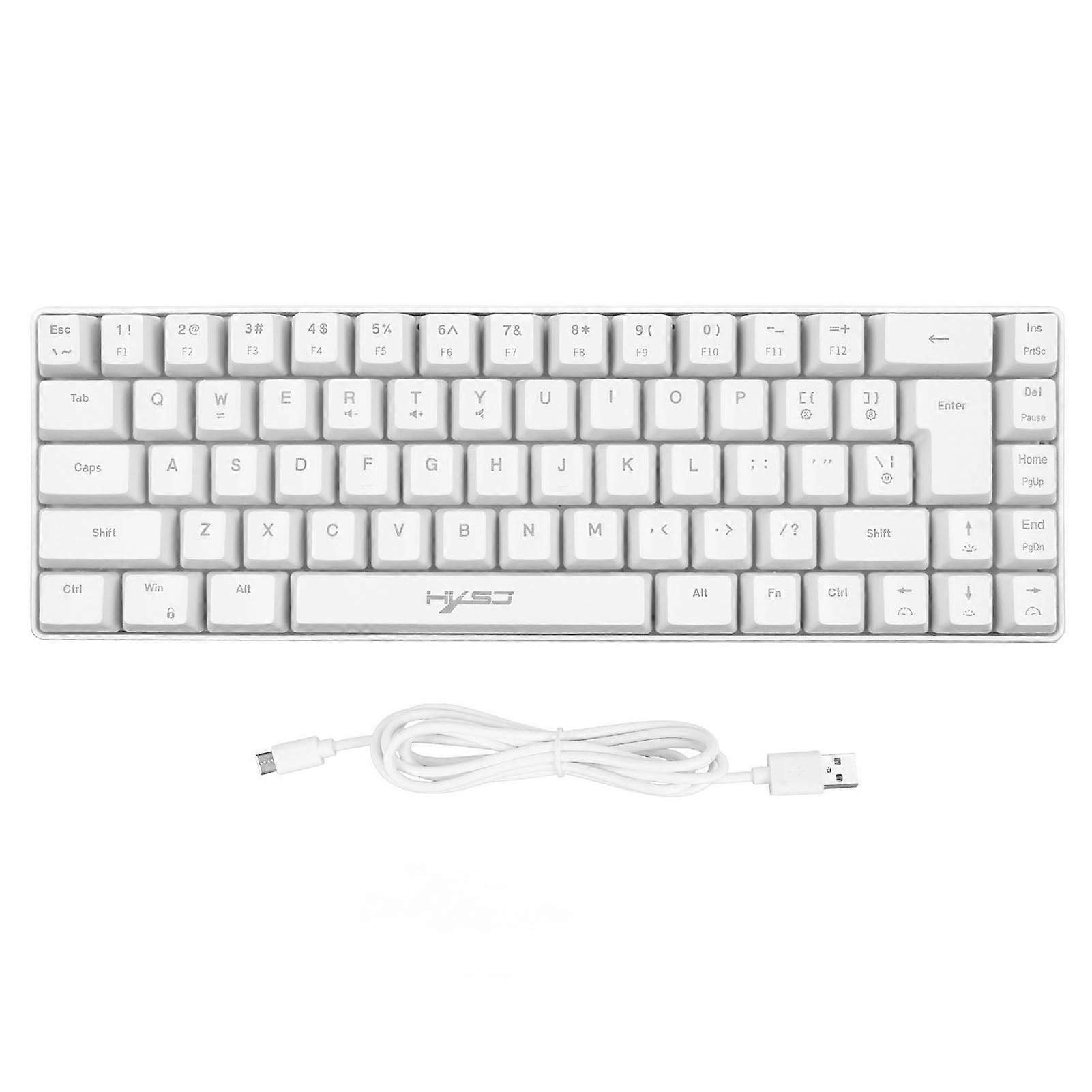 V200 Mechanical Gaming Keyboard Portable 68 Keys Wired RGB Backlit Keyboard for IBM PC Win98SE White