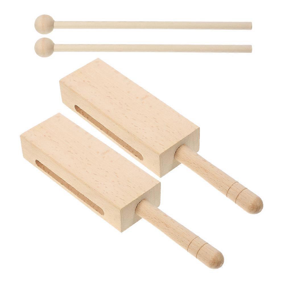 Claves Musical Instrument Wood Rhythm Sticks for Musical Instruments Khaki Wood Material with Mallet 2 Sets