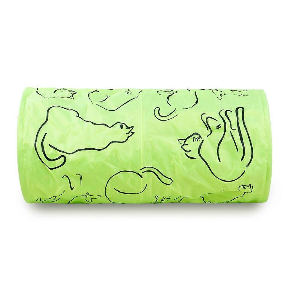 Pet Cat Tunnel Foldable Tunnel for Pet Playing 2 Holes Green