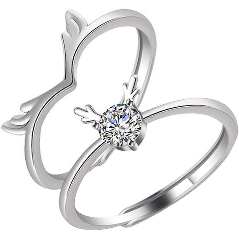 Antlers Ring Couple Rings Adjustable Opening Rings for Decor 1Pair