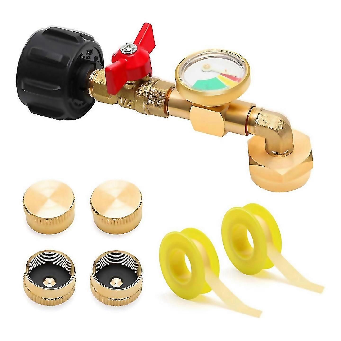 For 7pc Propane Refill Adapter With Valvegauge Set For Qcc1 Propane