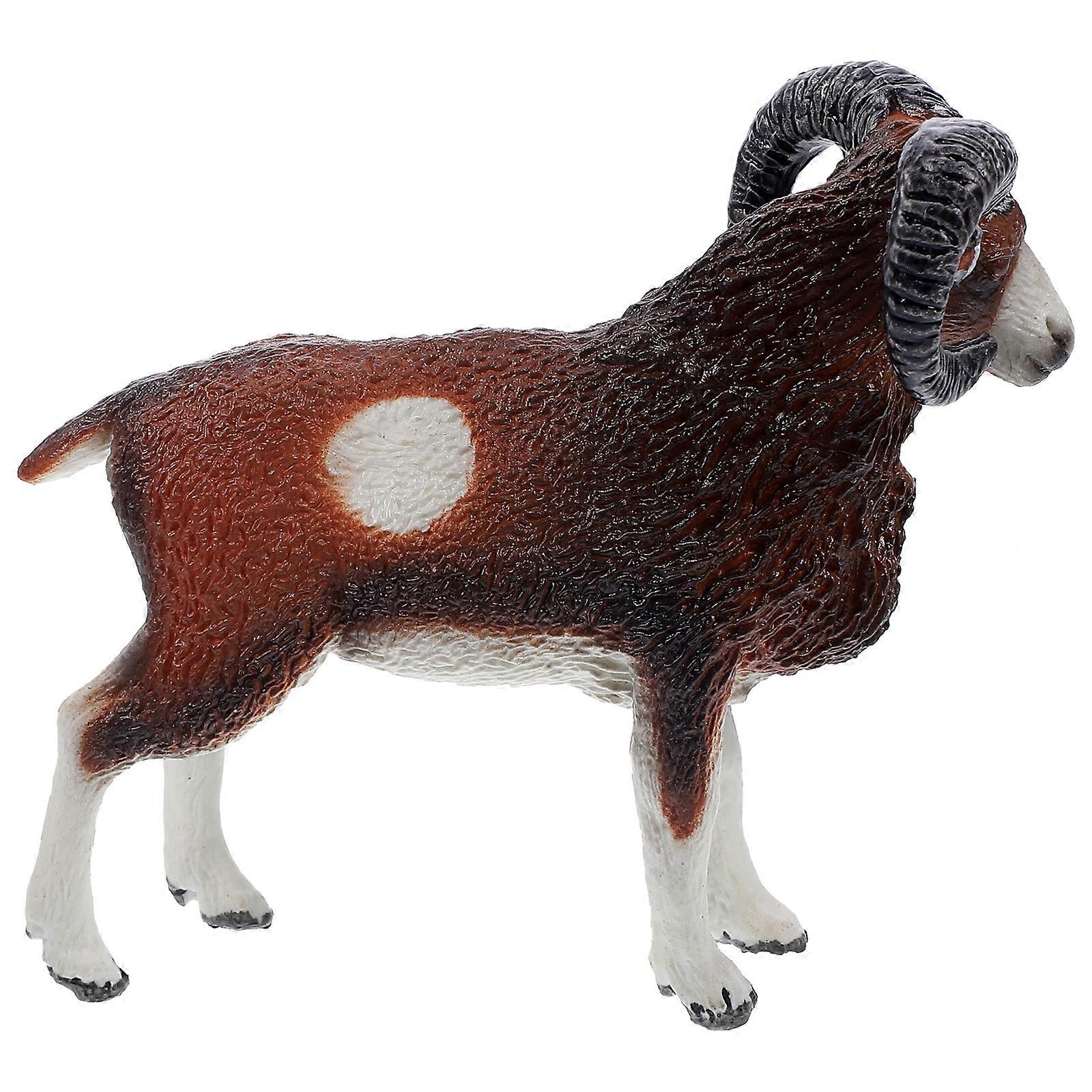 Plastic Animal Figurine Mouflon Statue for Decoration 5Pcs Assorted Color Models
