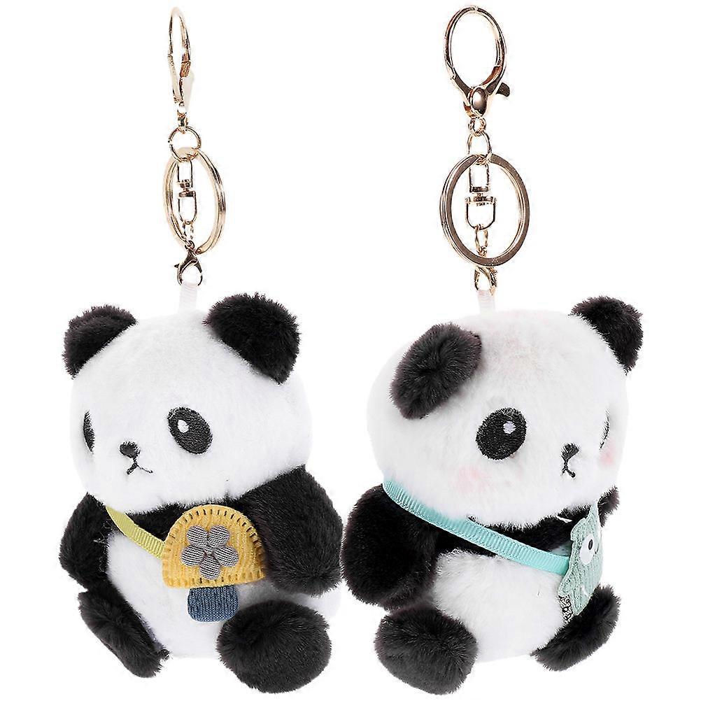 Cartoon Panda Keychain for Hanging Keys 6Pcs Plush Stuffed Animal Pendant