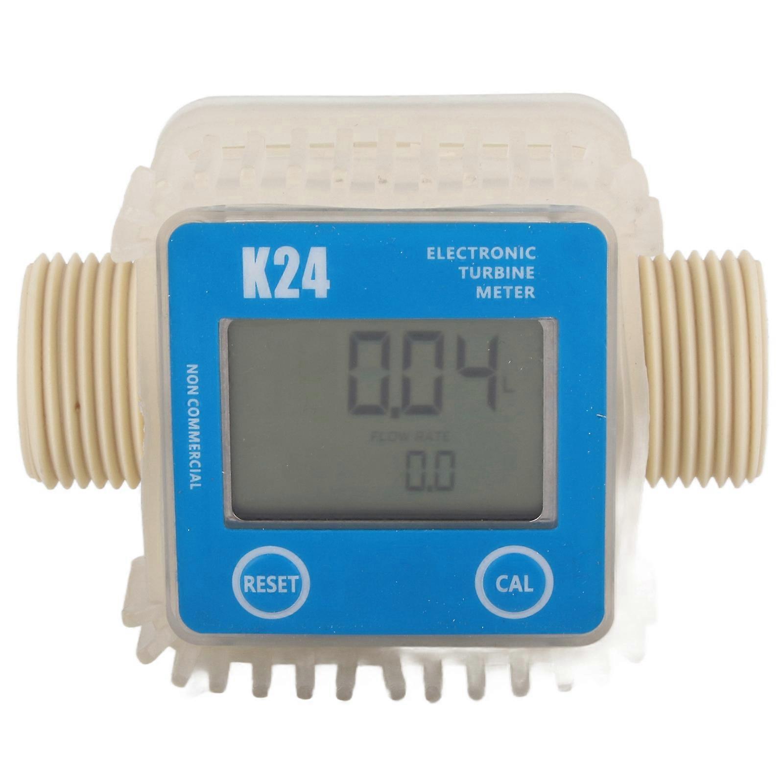 K24 LCD Digital Fuel Flow Meter with Turbine Sensor for Chemicals and Water, High Accuracy Liquid Flow Measurement Device