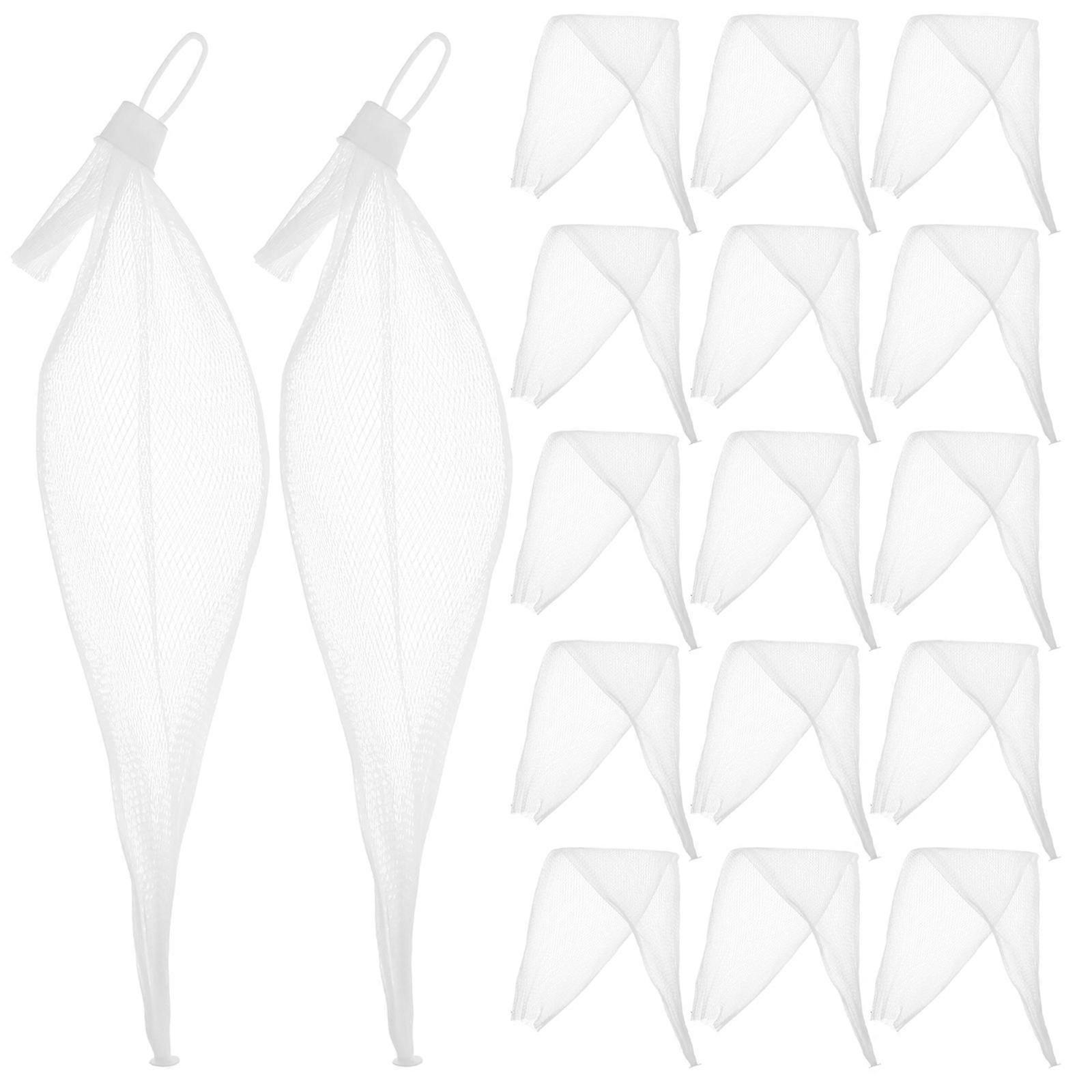 Kitchen Net Bag Reusable Shopping Bag Produce Storage Mesh Bags White 13.8×3.9×0.4in Prevent Items from Falling Out 100Pcs