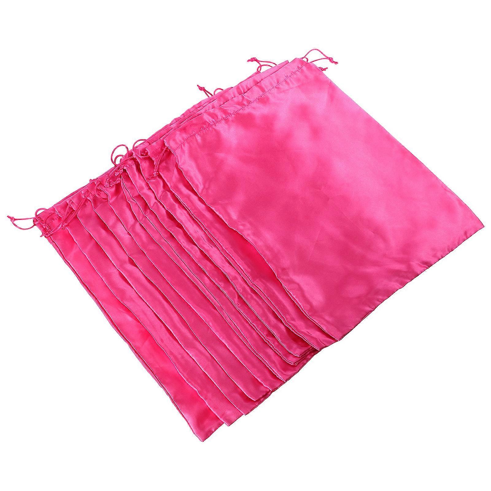 Wig Storage Bag Drawstring Wig Bags for Storage 10Pcs Pink Satin Pouches
