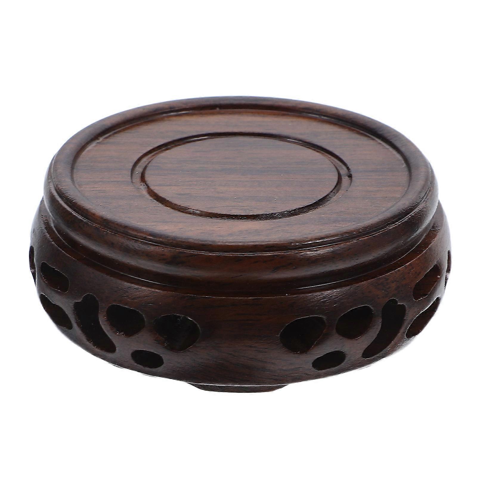 Brown Round Wooden Pedestal for Aquarium Use 2Pcs Stable Display Stand