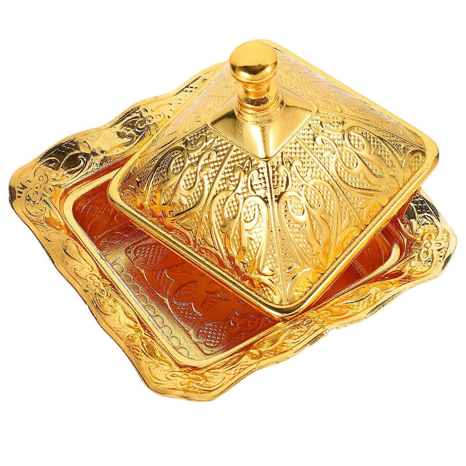 3Pcs Retro Palace Style Sugar Container with Lid for Gift Giving Household Condiment Jar Golden Color