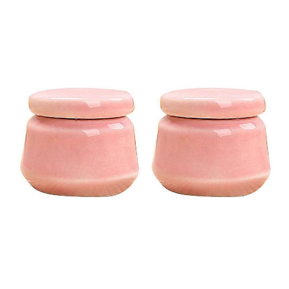 Mini Ceramics Pots Makeup Bottles for Storage Use 4Pcs Pink