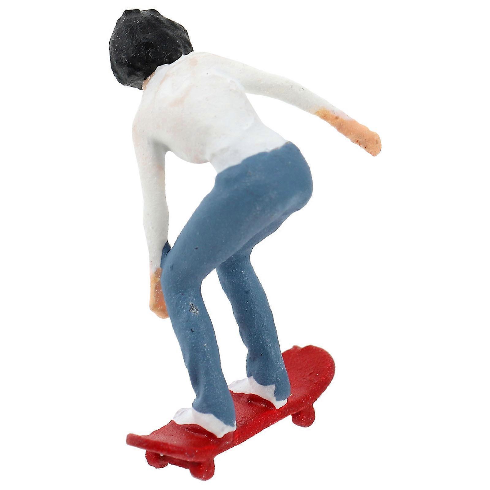 Girl with Skateboard Model Resin Decor 3Pcs for Table Decoration