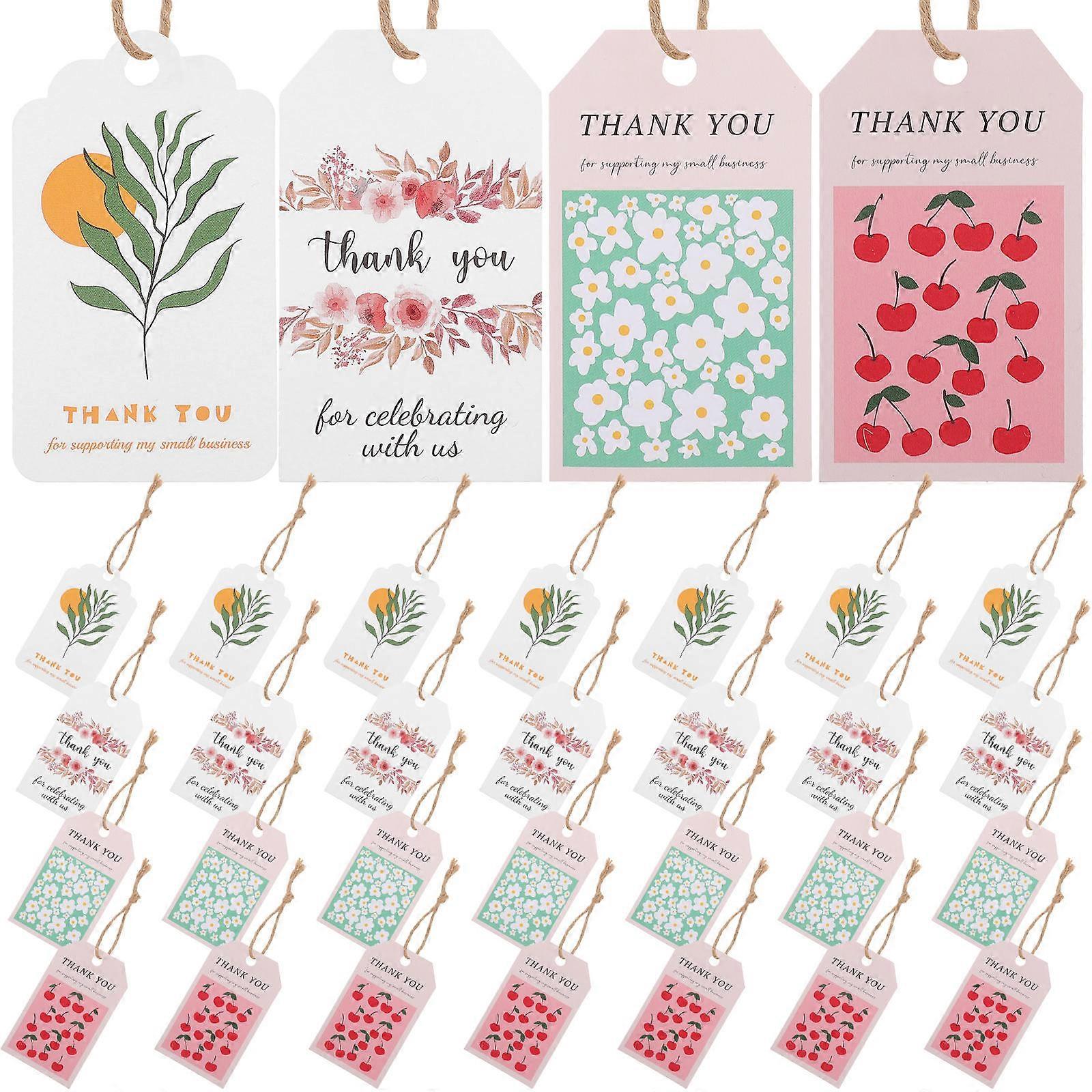 Thank You Labels Gift Tagging 4 Sets Rectangular Festive Design Ideal For Celebrations And Gifts