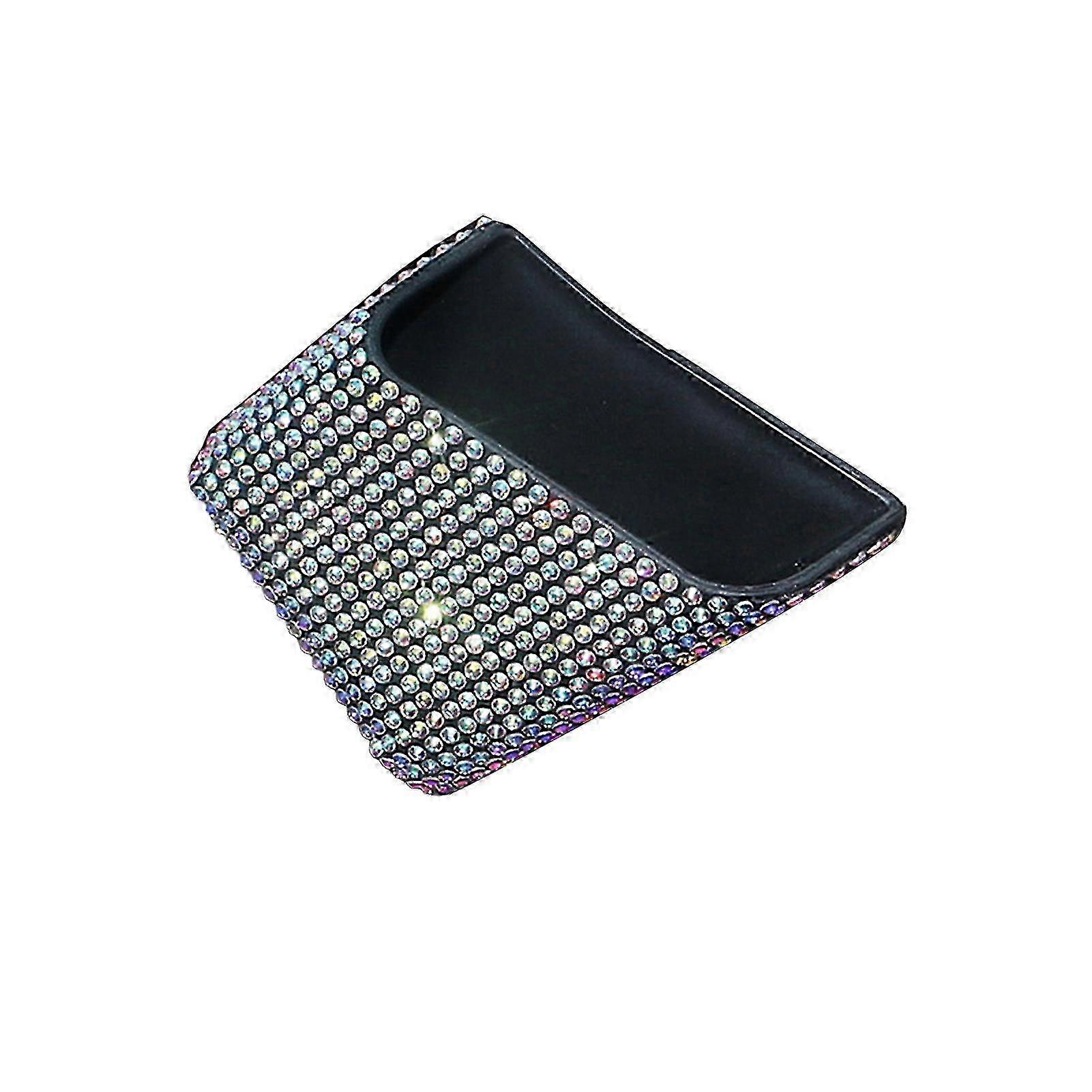 Car Storage Box Rhinestone Patterned Self-adhesive Plastic Faux Crystal Shiny Mobile Phone Sunglass Coin Key Card Case for Car