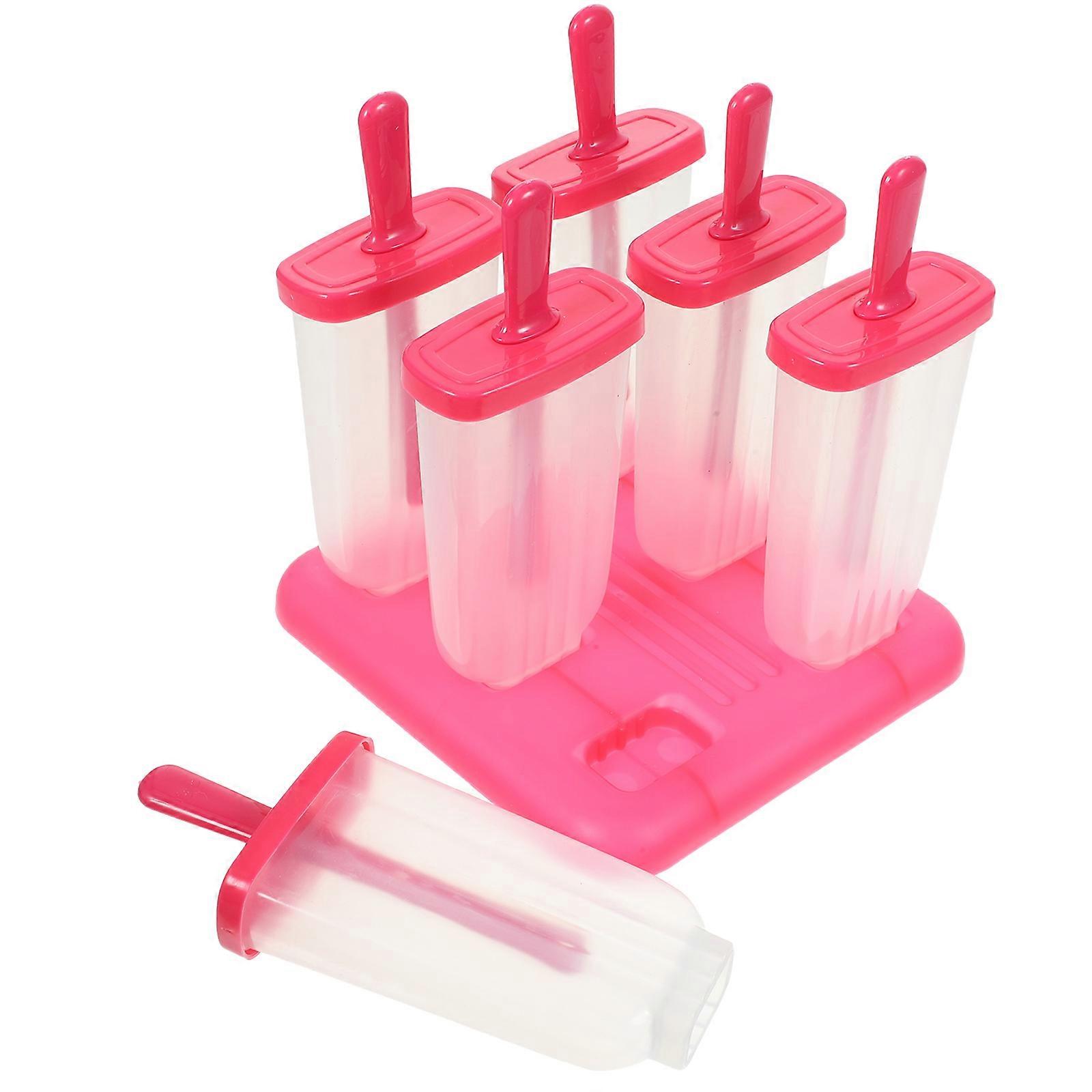 Moldes para picolés com 6 células reutilizáveis para fazer sorvetes DIY 2 peças Rosy