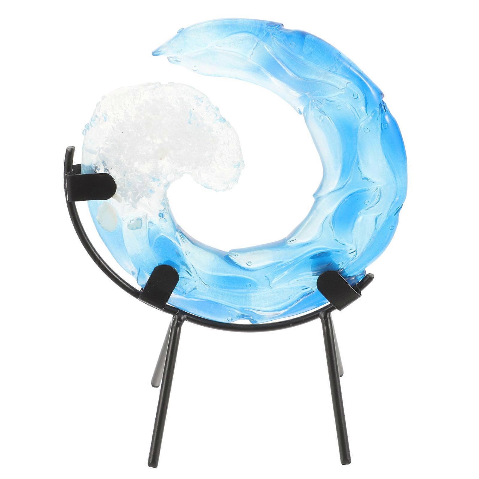 Ocean Decor Resin Statue Sculpture for Desktop Ornament 2Pcs Wave Design