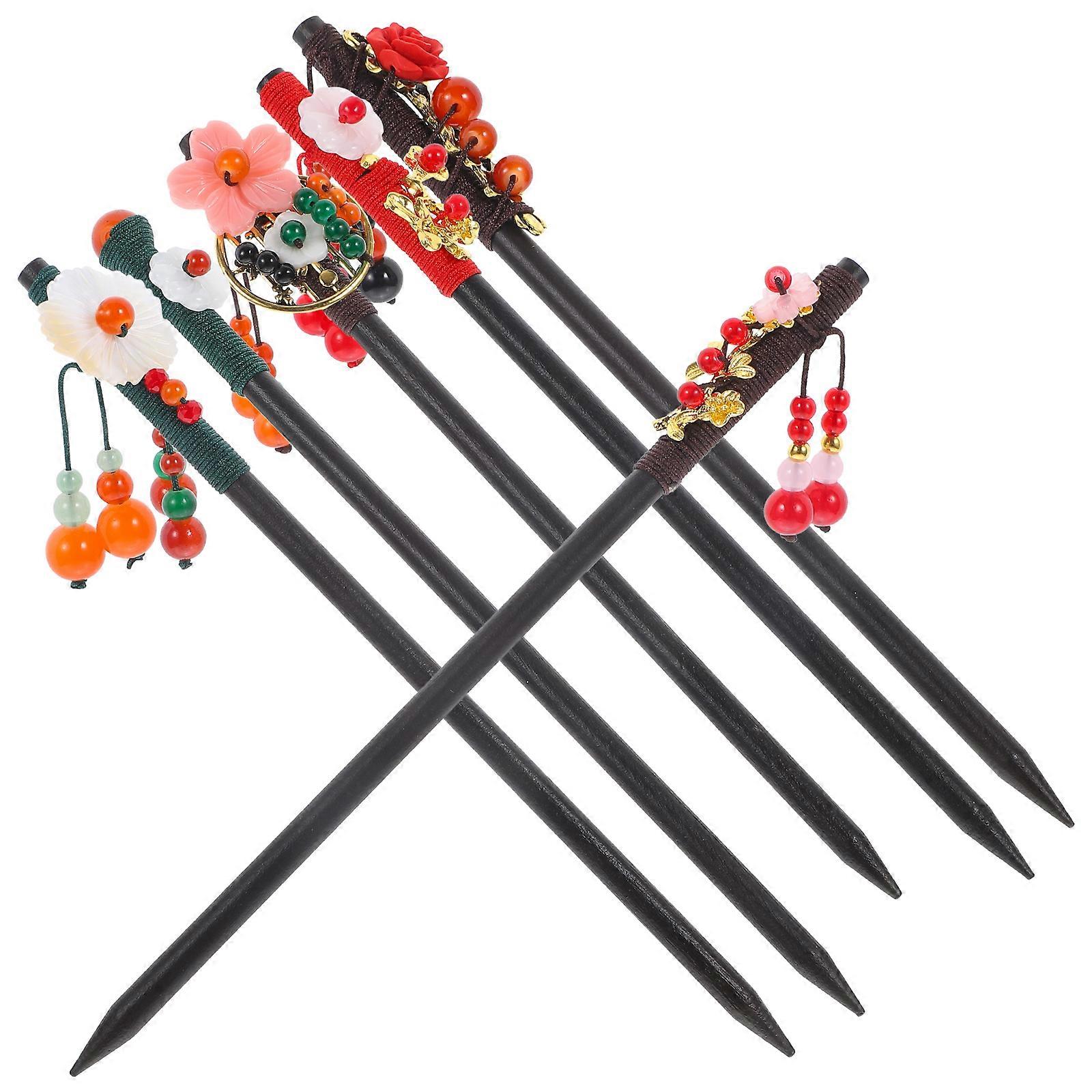 Lot de 6 baguettes en bois style ancien pour chignon