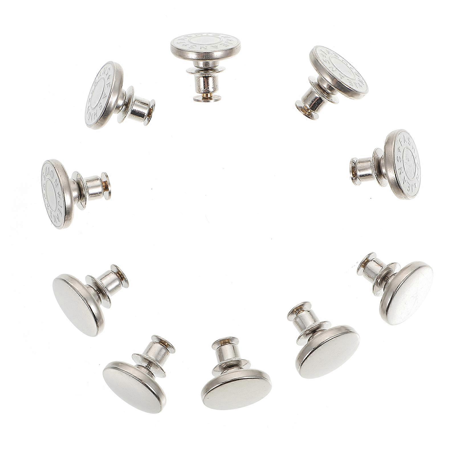 Replacement Buttons Detachable Jeans Buttons for Fastening 20Pcs Silver Alloy