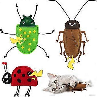 3 Pack Realistic Bug Catnip Cat Toys, Bell Sould Kitten Bite Interactive Kicker Toys for Cat's Natural Hunting