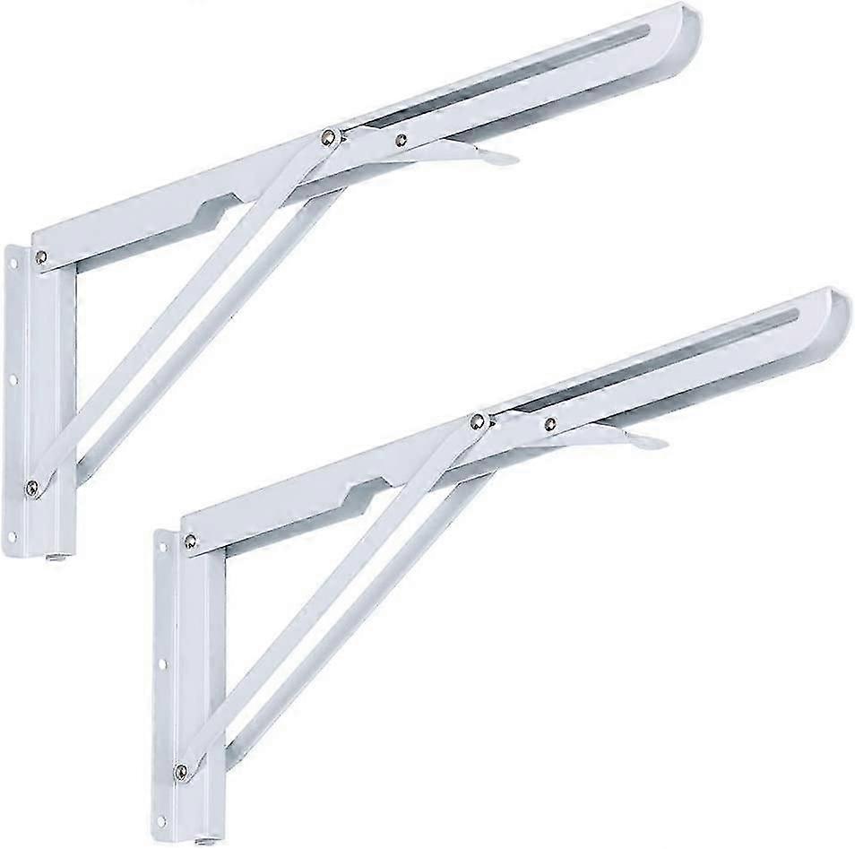 2 Pcs Acsergery 40Cm White Metal Triangle Folding Shelf Bracket Support Wall Bracket, Max Gift