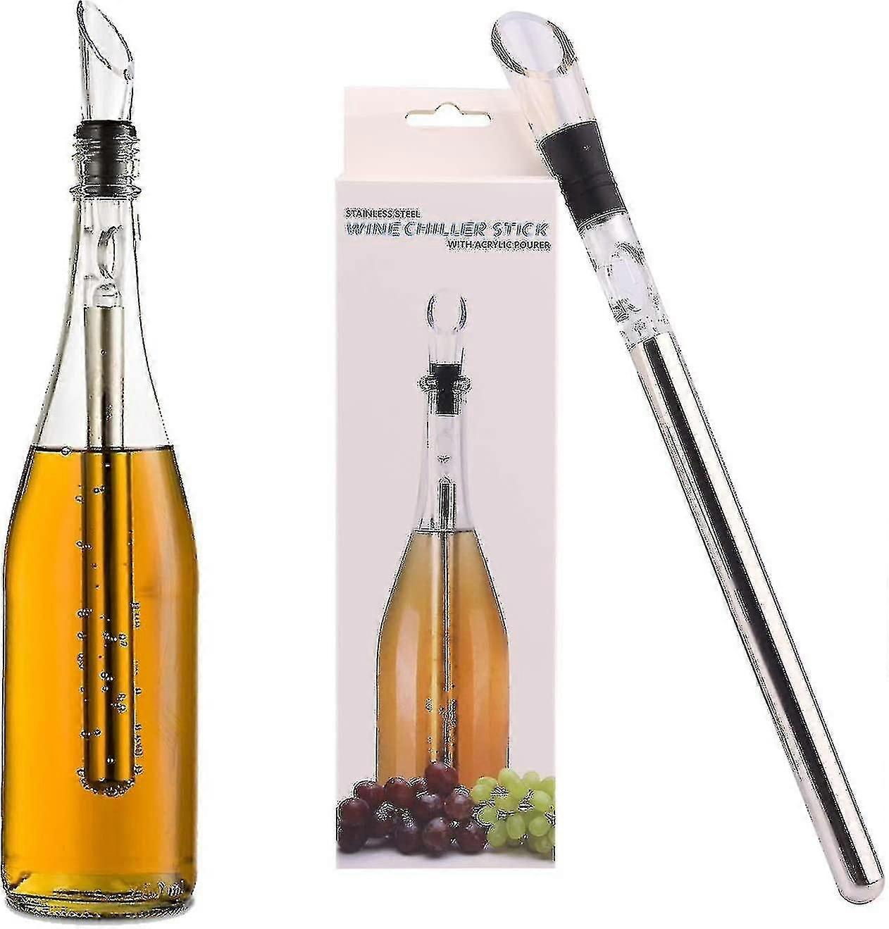 Wine Chiller 3-in-1 Stainless Steel Wine Bottle Cooler Stick Freezer With Aerator And Pourer For Chi