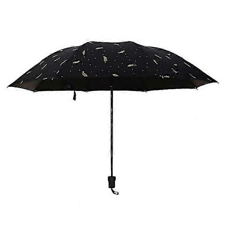For Feather Pattern Umbrella Dualuse Three Folding Manual Control Portable Sunscreen Rain Umbrellas
