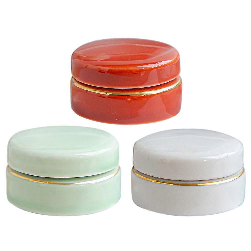 Cosmetics Dispenser Bottles for Storage Mini Ceramics Pots Refillable 3Pcs