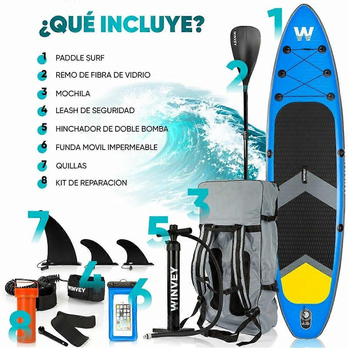 Inflatable Paddle Surf Board with Accessories Winvey SUP-B Blue