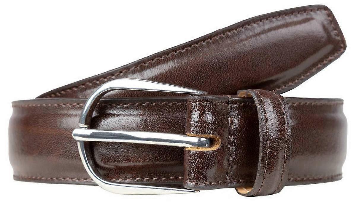 Dents Heritage Stitched Edge Lined Leather Belt - Brown