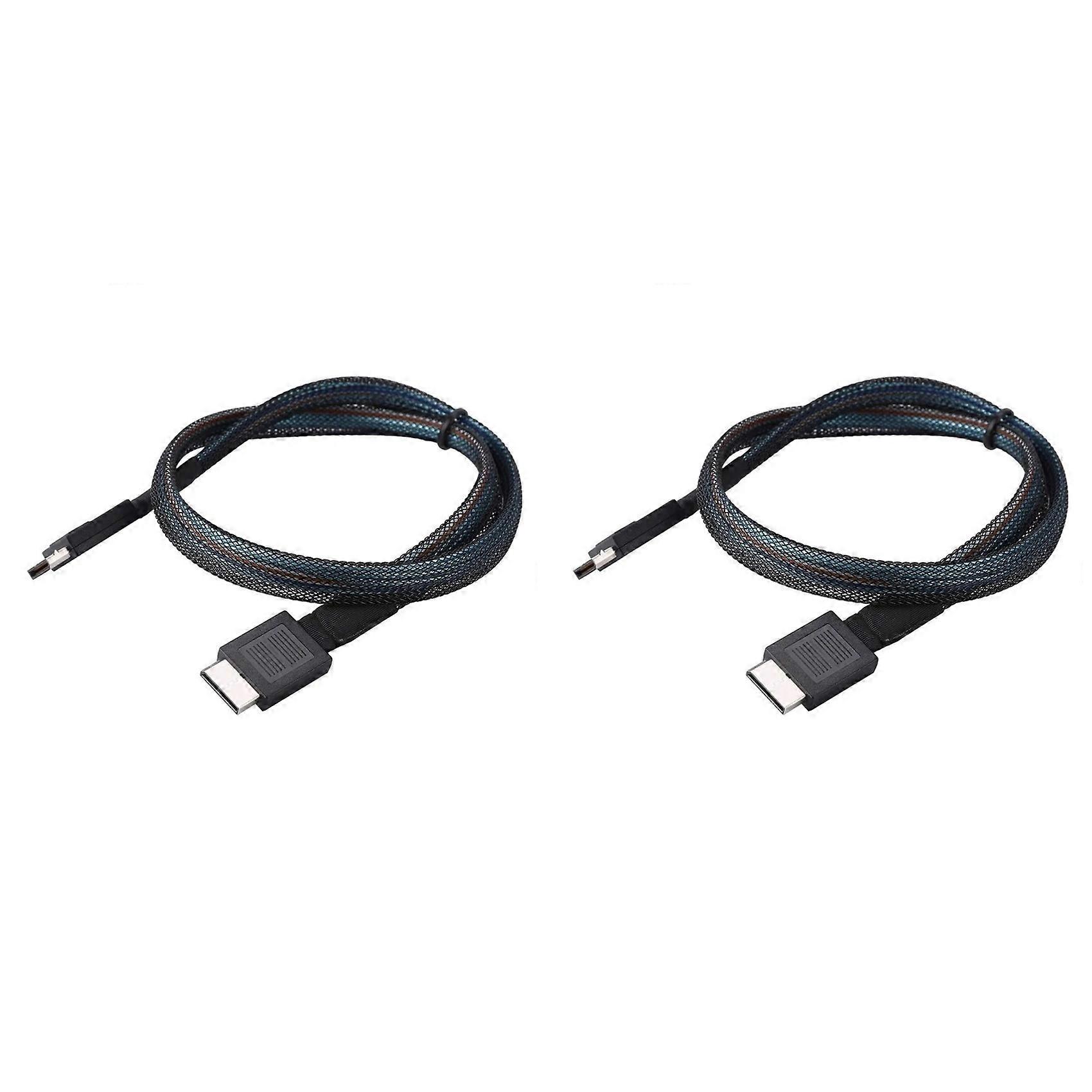 2X PCIE4.0 MINI SAS Cable 24Gbps Oculink Data Extension Cable SFF-8611 to SFF-8611 Server Data Transfer Line (1m)