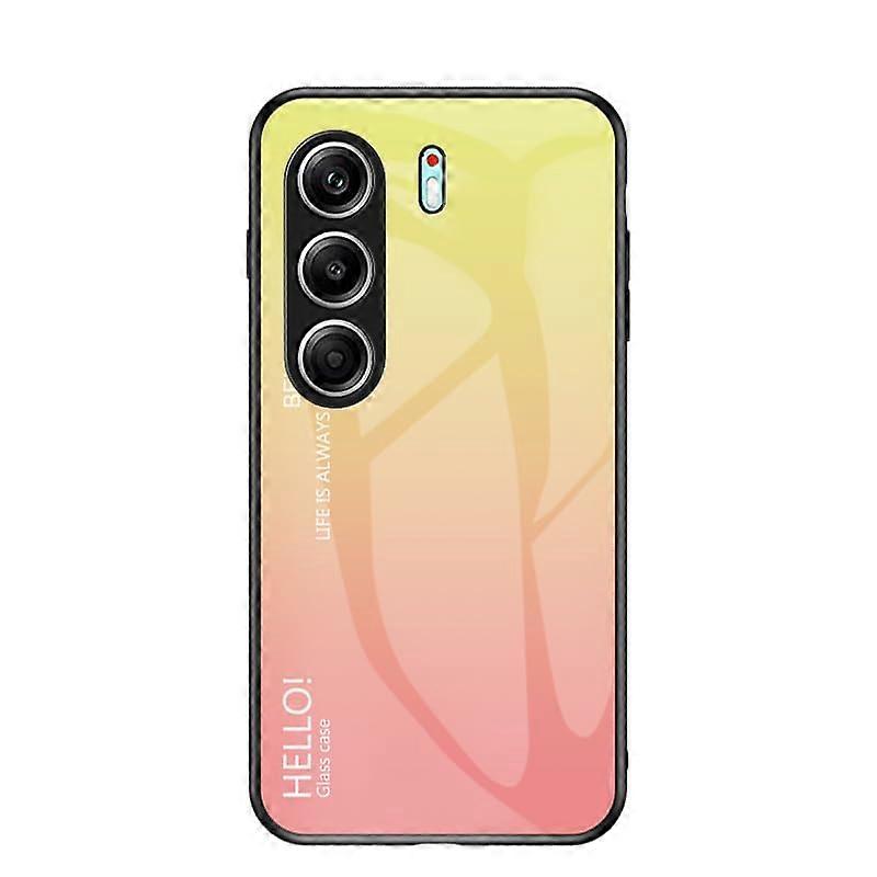 4G Case Triple Layer PC Panel Tempered Glass TPU Silicone Yellow for Tecno Camon 40 Pro