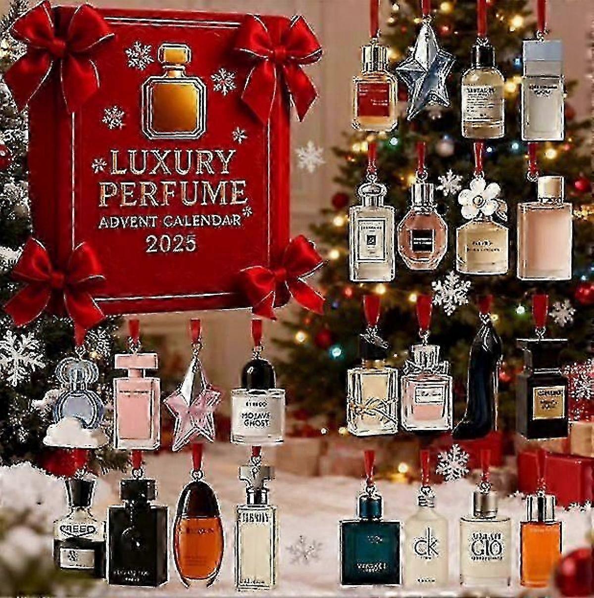 2025 Christmas Advent Calendar - 24 Days Countdown Calendar Perfume blind box Acrylic Ornaments,There are 24 pendant, not including perfume
