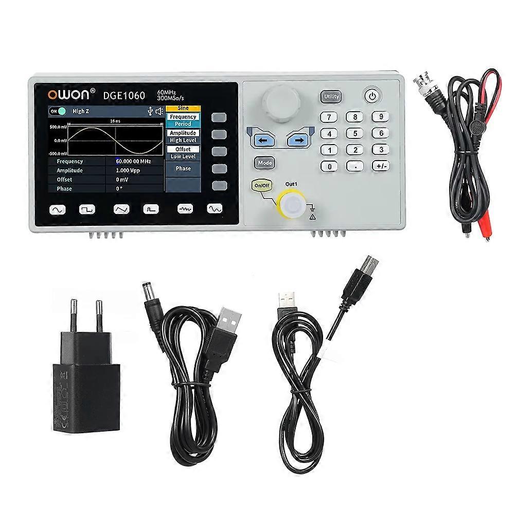 OWON Arbitrary Waveform Signal Generator Single Channel 60MHz 1CH 3.6inch Desktop 14 Bit Supports SCPI Labview Function EU Plug