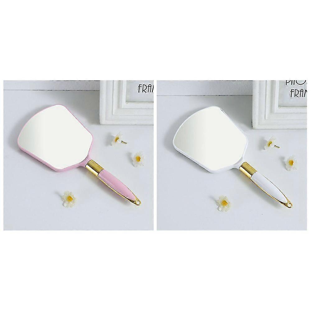 2x Vanity makeup mirror, white & pink.