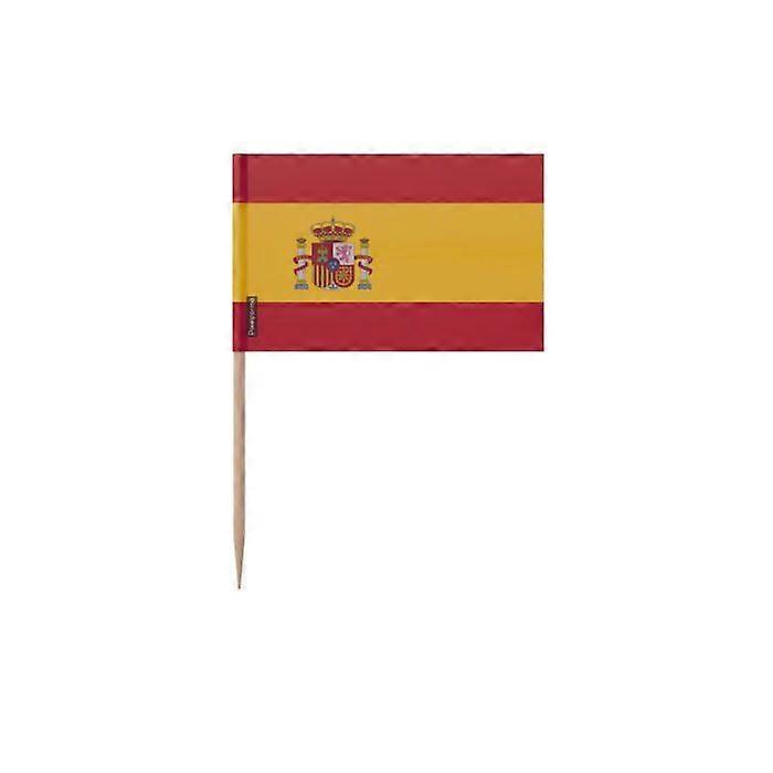 Toothpicks Flag of Spain - 8 cm - 100 pieces - Adhesive plastic - Bamboo stick - Pixelforma