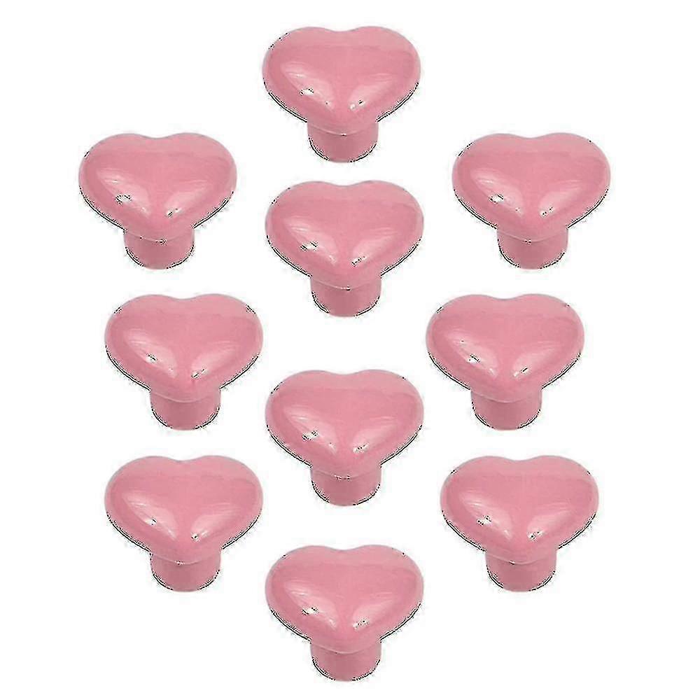 25-26 10pcs Ceramic Drawer Knobs Heart Shape Cabinet Dresser Pulls Handles